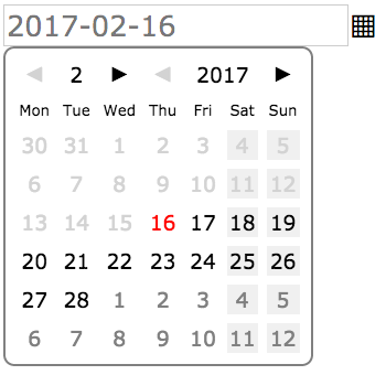 Degraded HTML form layout with small datepicker